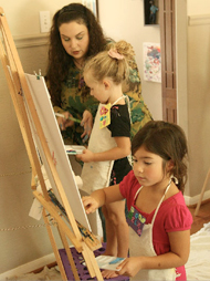 girls painting with ms. christy